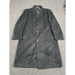 Chaps Overcoat Jacket Men's 48L Black Wool Nylon Button Up Office Lined Business